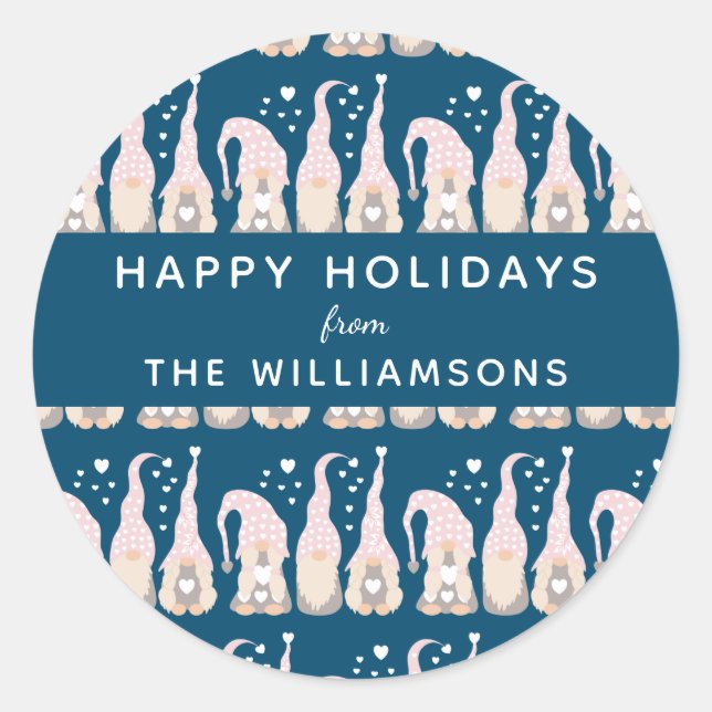 Niedlicher Weihnachtsgottesdienst Blau Personalisi Runder Aufkleber (Vorderseite)