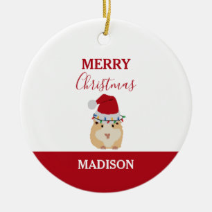Niedlicher WeihnachtsHamster Funny Animal Weihnach Keramik Ornament