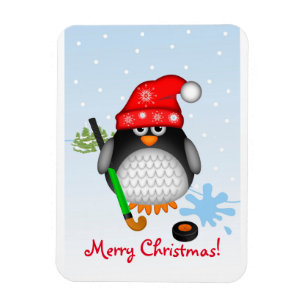 Niedlicher Weihnachtshockey-Penguin und benutzerde Magnet
