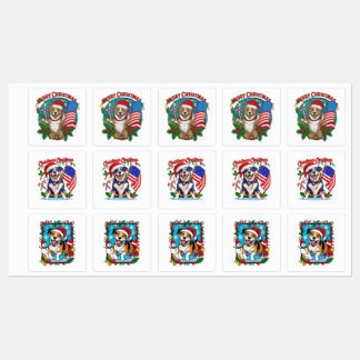 Niedlicher Weihnachtshund Etiketten