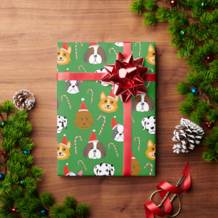 Niedlicher Weihnachtshund Gemustert Geschenkpapier