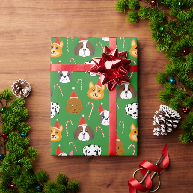 Niedlicher Weihnachtshund Gemustert Geschenkpapier (Feiertagsgeschenk)