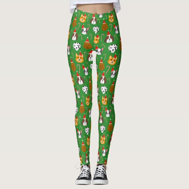 Niedlicher Weihnachtshund Gemustert Leggings (Vorderseite)
