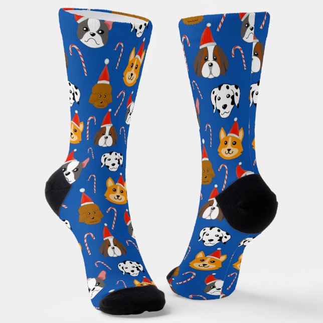 Niedlicher Weihnachtshund Gemustert Socken (Gewinkelt)