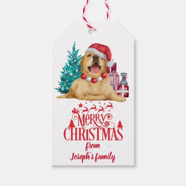 Niedlicher Weihnachtshund Geschenkanhänger (Vorderseite)