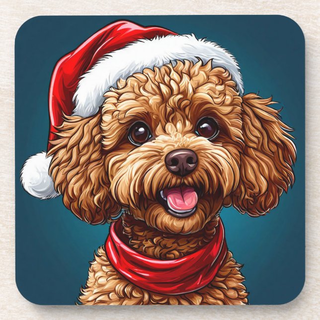 Niedlicher Weihnachtshund Getränkeuntersetzer (Vorderseite)