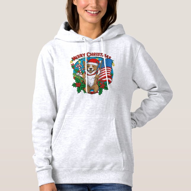 Niedlicher Weihnachtshund Hoodie (Vorderseite)