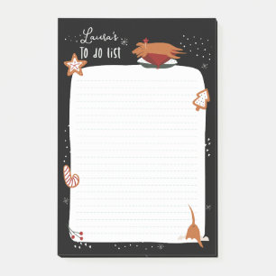 Niedlicher Weihnachtshund kann individuell eingest Post-it Klebezettel