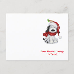 Niedlicher Weihnachtshund mit Weihnachtsmannmütze Postkarte