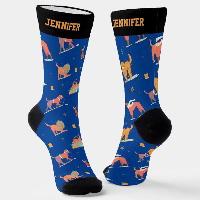 Niedlicher Weihnachtshund Muster Xmas Winterurlaub Socken (Gewinkelt)