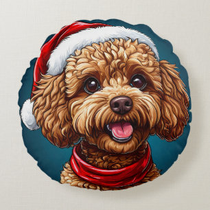 Niedlicher Weihnachtshund Rundes Kissen