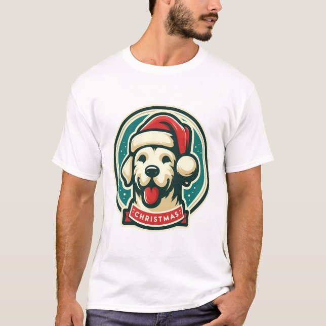 Niedlicher Weihnachtshund T-Shirt (Vorderseite)