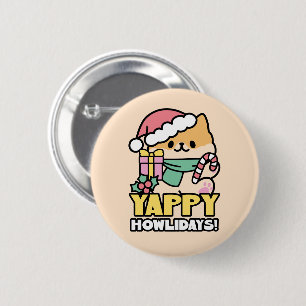 Niedlicher Weihnachtshund - Yappy Howlidays Button