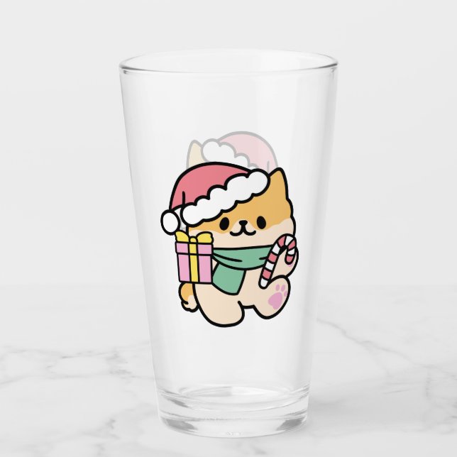 Niedlicher Weihnachtshund - Yappy Howlidays Glas (Vorderseite)
