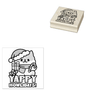 Niedlicher Weihnachtshund - Yappy Howlidays Gummistempel