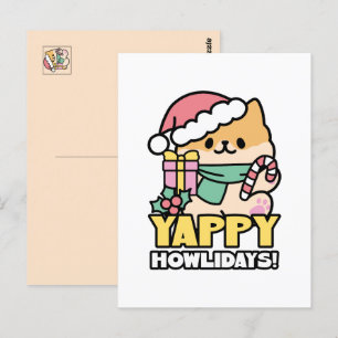 Niedlicher Weihnachtshund - Yappy Howlidays Postkarte