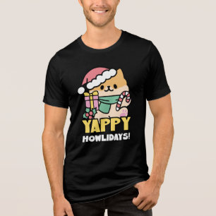 Niedlicher Weihnachtshund - Yappy Howlidays Tri-Blend Shirt