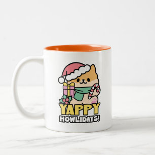 Niedlicher Weihnachtshund - Yappy Howlidays Zweifarbige Tasse