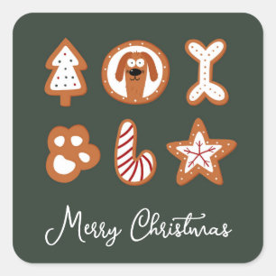 Niedlicher Weihnachtshund Zucker-Cookies Quadratischer Aufkleber