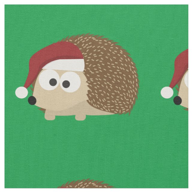 Niedlicher WeihnachtsIgel mit einer Weihnachtsmann Stoff (Nahaufnahme)