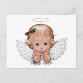 Niedlicher Weihnachtsjunge Angel in den Händen Postkarte