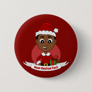 Niedlicher Weihnachtsjunge Cartoon Button