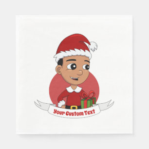 Niedlicher Weihnachtsjunge Cartoon Napkins Serviette