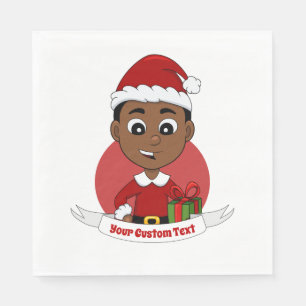 Niedlicher Weihnachtsjunge Cartoon Napkins Serviette