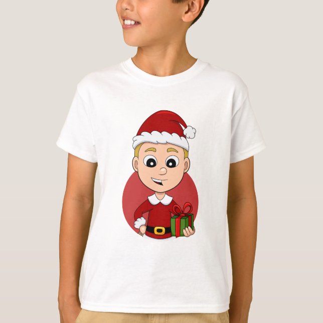 Niedlicher Weihnachtsjunge mit blauen Haaren T-Shirt (Vorderseite)