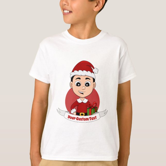 Niedlicher Weihnachtsjunge mit schwarzem Haar T-Shirt (Vorderseite)