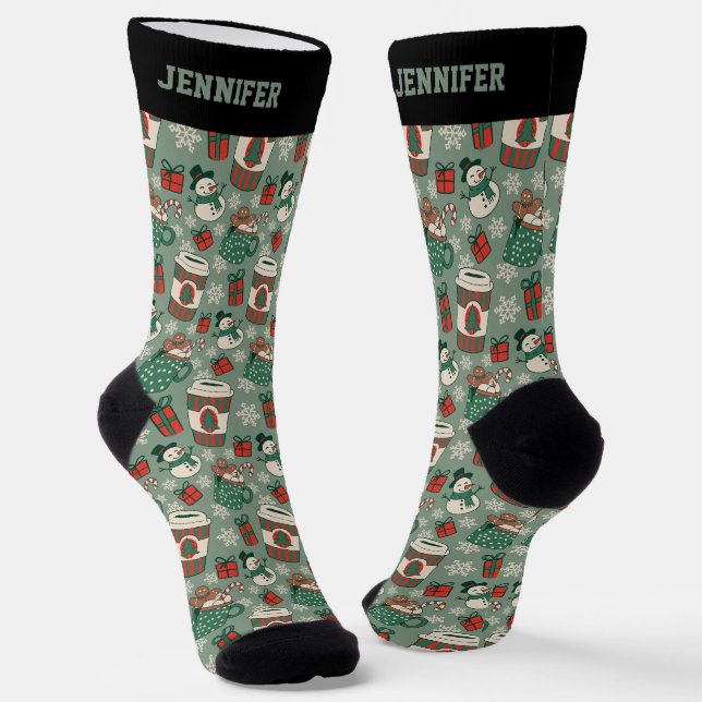 Niedlicher Weihnachtskaffee Weihnachten Weihnachte Socken (Gewinkelt)
