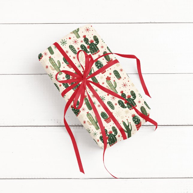 Niedlicher Weihnachtskaktus | Desert Geschenkpapier (Von Creator hochgeladen)