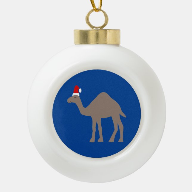 Niedlicher Weihnachtskamel Keramik Kugel-Ornament (Vorderseite)