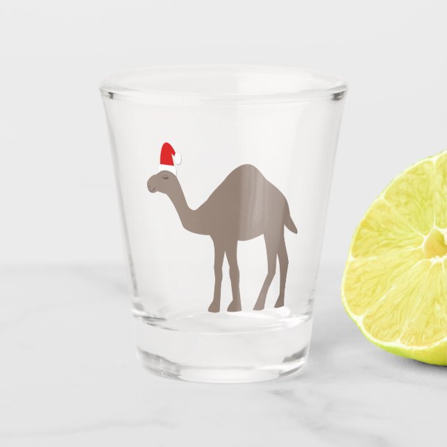 Niedlicher Weihnachtskamel Schnapsglas (Vorderseite)