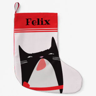 Niedlicher WeihnachtskatzenCartoon - Personalisier Kleiner Weihnachtsstrumpf