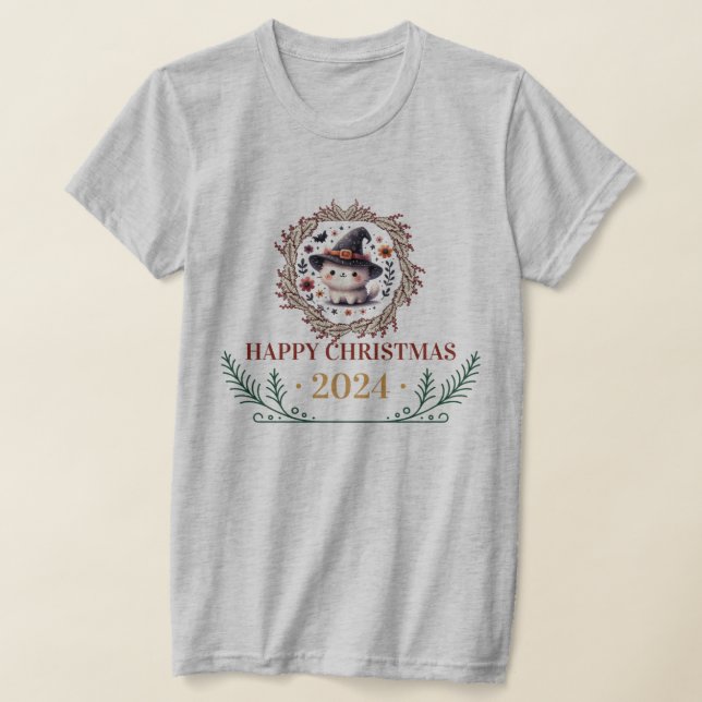 Niedlicher WeihnachtskatzenT - Shirt 2024 - Feiert (Ablage )