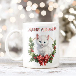 Niedlicher Weihnachtskatzenvorsprung Tasse