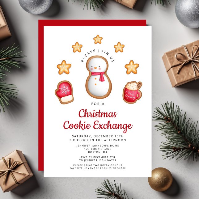 Niedlicher Weihnachtskochtausch Snowman Einladung (Cute Snowman Cookie Exchange Christmas Party Invitation)