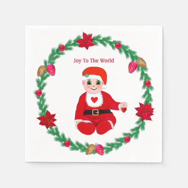 Niedlicher Weihnachtskranz Serviette (Vorderseite)