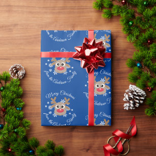 Niedlicher Weihnachtskriptortyp Blaue Schneeflocke Geschenkpapier