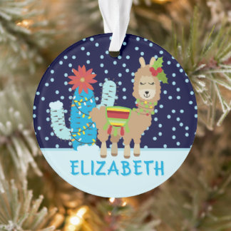Niedlicher Weihnachtslama mit Namen Ornament