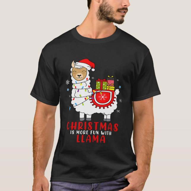 Niedlicher Weihnachtslama Pajama mit dem Weihnacht T-Shirt (Vorderseite)