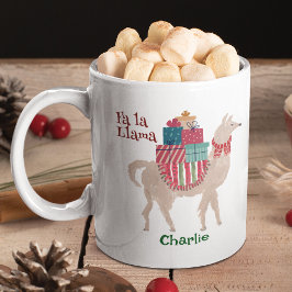 Niedlicher Weihnachtslama Personalisierter Tierurl Kaffeetasse