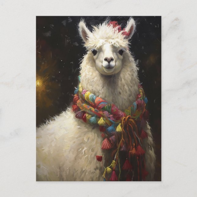Niedlicher Weihnachtslama Postkarte (Vorderseite)