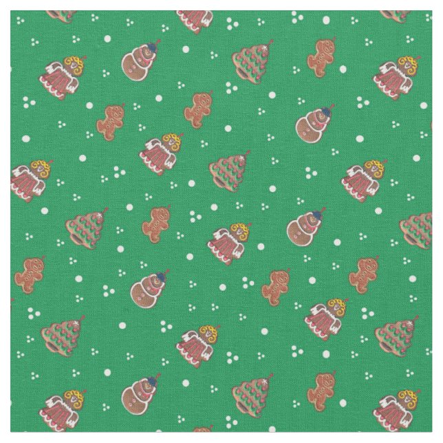 Niedlicher Weihnachtslebkuchenentwurf Stoff (Nahaufnahme)