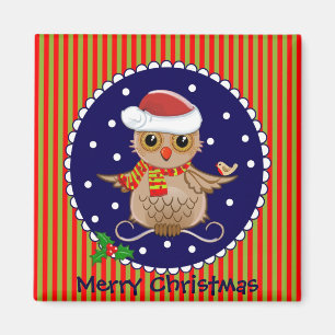 Niedlicher Weihnachtsmagnet mit Cartooneule und Magnet