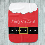 Niedlicher Weihnachtsmann-Anzug Bartgürtel Baby Spucktuch<br><div class="desc">Ein niedliches Baby-Burp-Tuch mit dem roten Anzug des Weihnachtsmannes,  dem weißen Bart und dem schwarzen Gürtel. Sie können den Text "Frohe Weihnachten" durch den Namen des Babys ersetzen.</div>