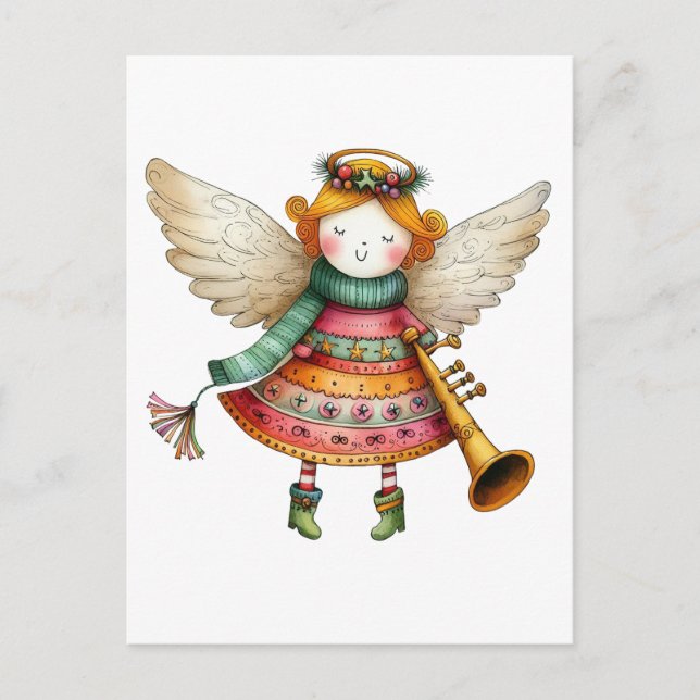 Niedlicher Weihnachtsmann Art Angel Feiertagspostkarte (Vorderseite)