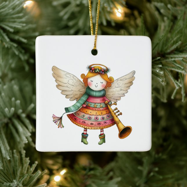 Niedlicher Weihnachtsmann Art Angel Keramikornament (Baum)