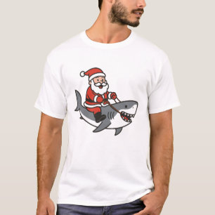 Niedlicher Weihnachtsmann Auf dem Weg zum Hai T-Shirt